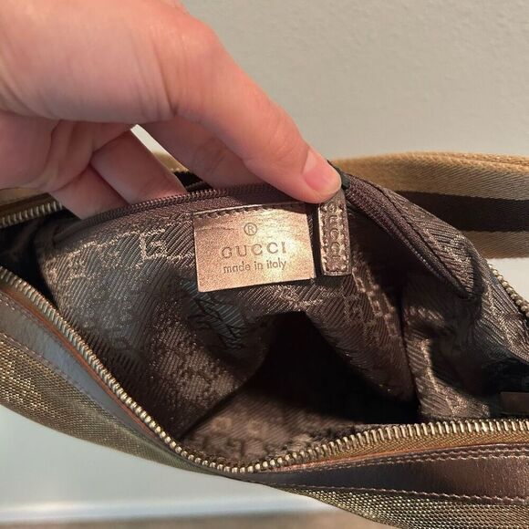 GUCCI Sherry Line Shoulder Bag Canvas Bronze Beige Brown - Picture 7 of 16